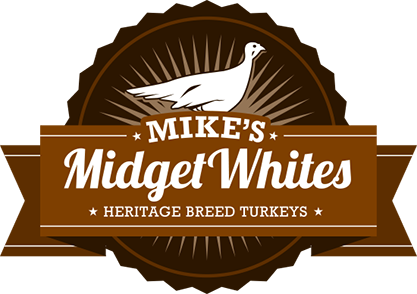 Mike's Midget Whites Logo - Heritage Breed Turkeys